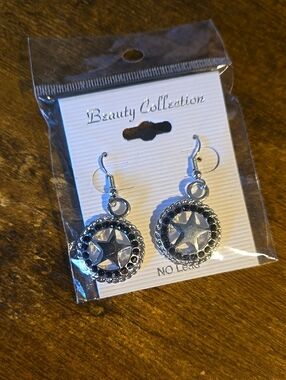 Silver Star Drop Earrings